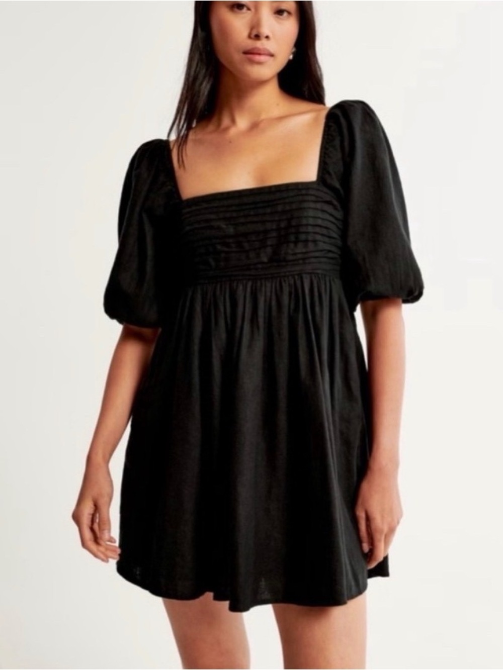 Abercrombie and fitch size S Black Square-Neck Puff Sleeve Mini Dress